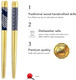 2 Pack 5 Pairs Ivory Blue Bamboo Chopsticks 9 inch Reusable Chopsticks Set Wood Chop Sticks Gift Set Dishwasher Safe 