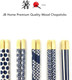 4 Pack 5 Pairs Ivory Blue Bamboo Chopsticks 9 inch Reusable Chopsticks Set Wood Chop Sticks Gift Set Dishwasher Safe