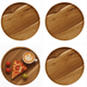 4 Pack Premium Acacia Wooden Food Serving Charger Plate Round Tea Tray Snack Platter 12.5x12.5 inch