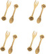 4 Pack 2 Piece Doggy Paw Themed Bamboo Spoon and Fork Set for Kids | Appetizer Fruit Dessert Ice Cream Yogurt Spice Salt Sugar Spoon and Fork