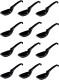 12 Pack Black Melamine Japanese Chinese Soup Spoon with Hook 6.25 inch