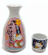Lucky Cat Porcelain Sake Bottle and Cups Saki Set Microwave Safe 9.5 oz