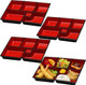 4 Pack Plastic Bento Box Lacquered 6 Compartment 11.75x9.5 inch