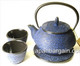 Pine Needle Cast Iron Tea Set Blue