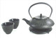 Black Color Cast Iron Tea Set Bamboo