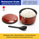 Rice Serving Bowl with Lid and Rice Paddle Scoop Japanese Ohitsu Chinese Asian Restaurant Rice Container for 4-6 Serving, Made in Japan, Red
