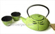 Lime Yellow Cast Iron Tea Set Dragonfly