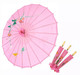 Asian Parasol Umbrella – 32" Pink Nylon Sun Umbrella with Bamboo Frame, Hand-Painted Floral Design