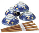 Blue Usagi Porcelain Rice Bowl Set