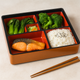 Japanese Lacquered Bento Box Set – Red & Gold, 5 Compartments, 2-Piece Tray and Plate, Made in Japan, 11.75"x9.5"