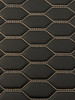 Real quilted automotive grade black vinyl with white-gold stitching