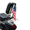 .25" flat, vertical mount with 9" pole, standard cone topper and 6"x9" USA flag on Honda VTX sissy bar
