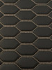 Quilted automotive grade black vinyl with white-gold stitching