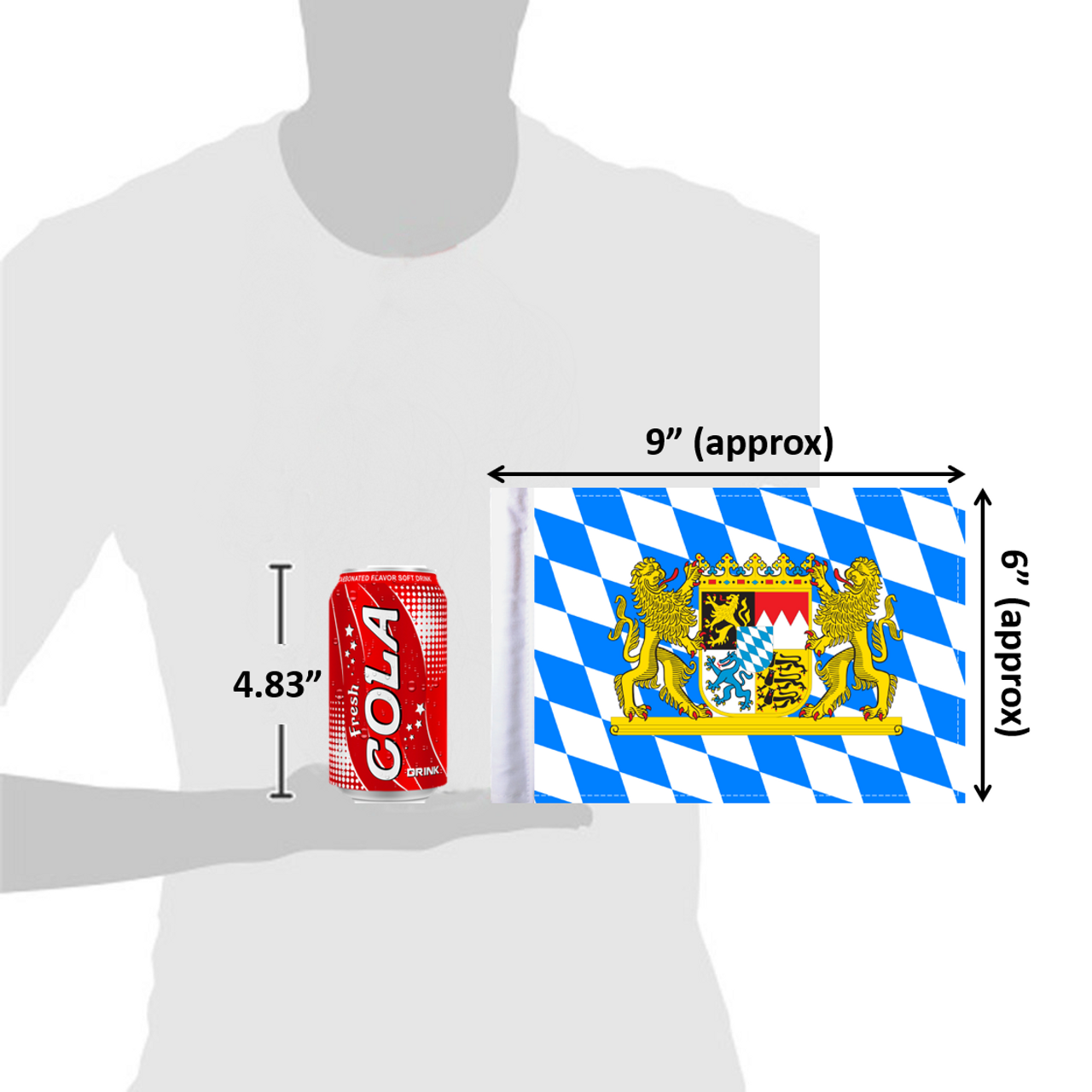 6"x9" Bavaria flag (size comparison view)