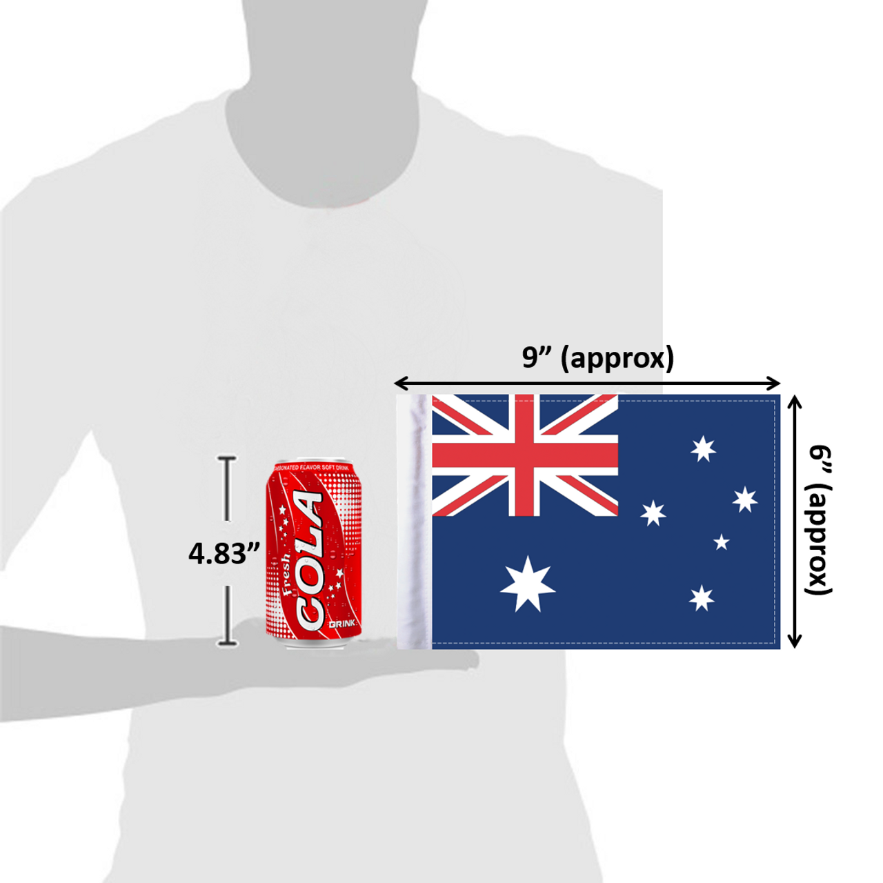 6"x9" Australia flag (size comparison view)