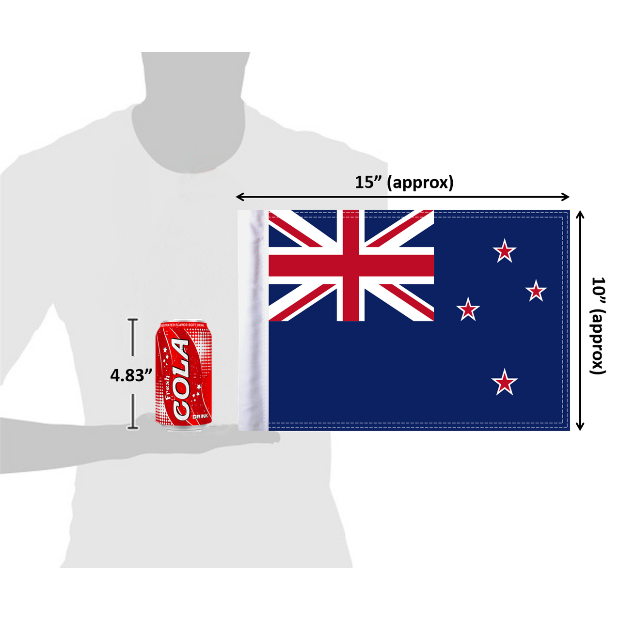 10"x15" New Zealand flag (size comparison view)