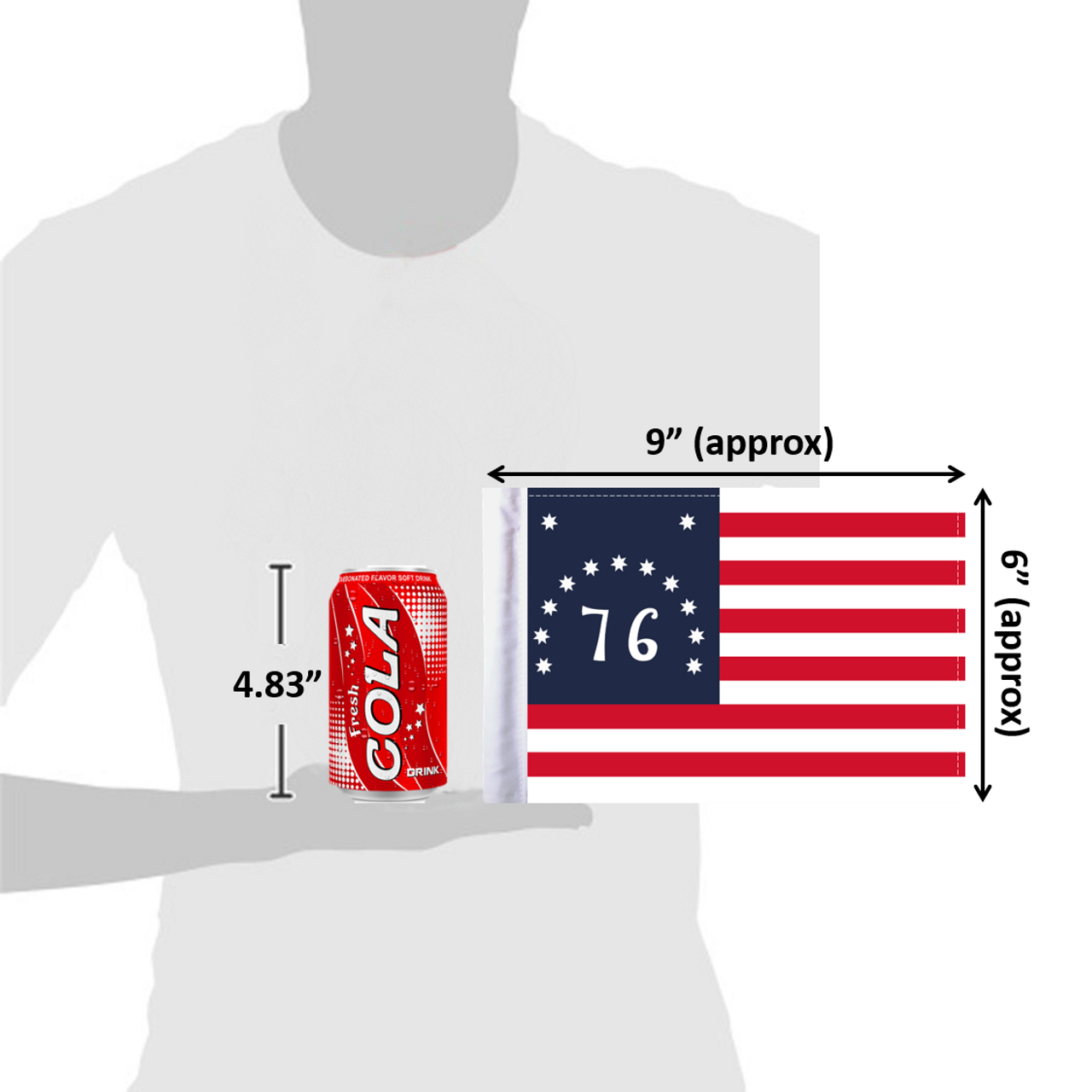 6"x9" '76 Bennington flag (size comparison view)