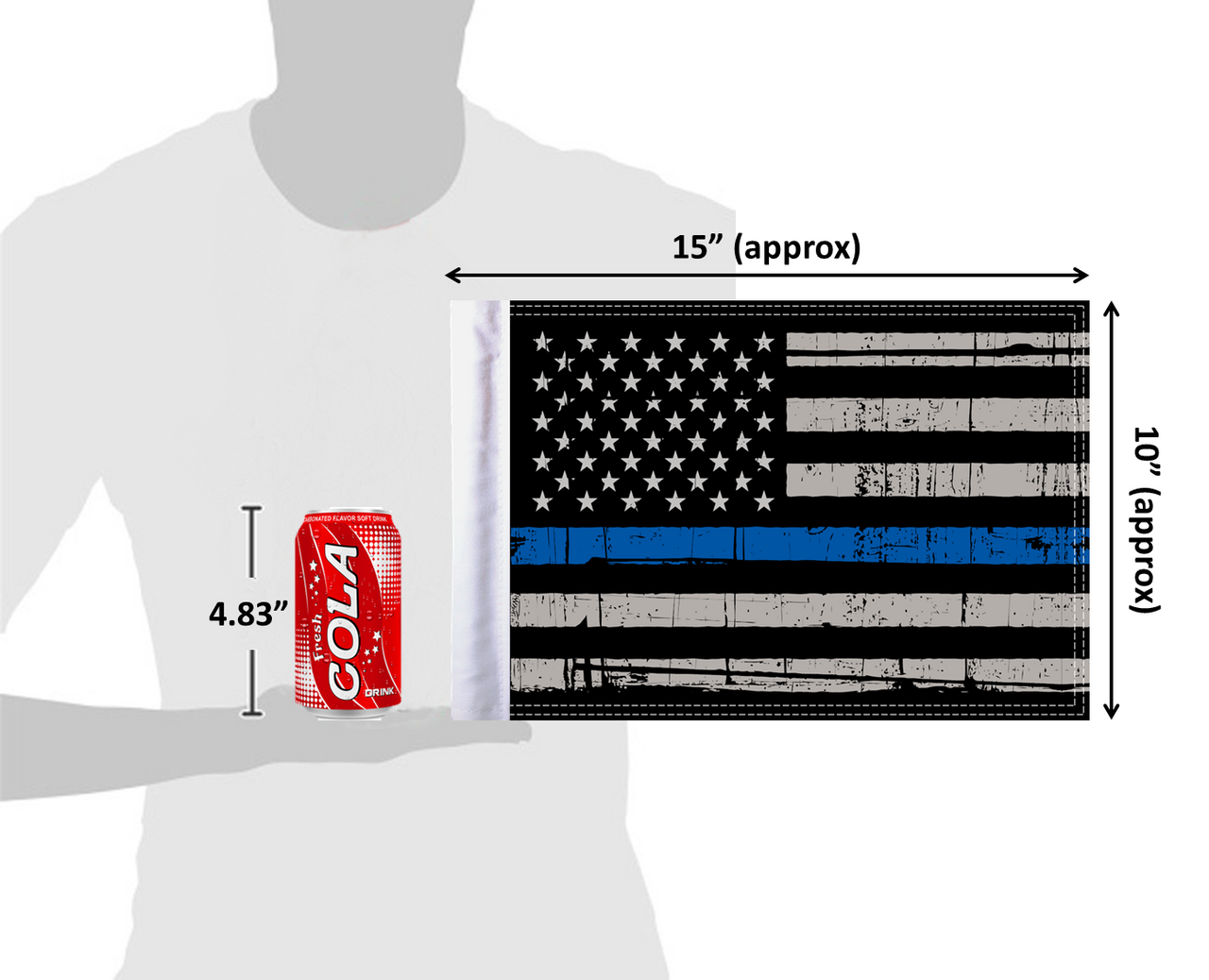 10"x15" USA Grunge Thin Blue Line flag (size comparison view)