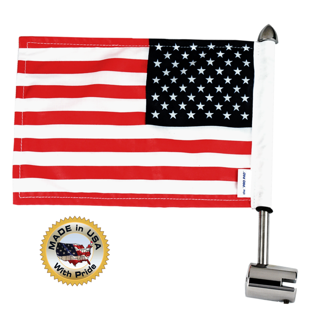 .25" flat rack flag mount with 9" pole, standard cone topper & 6"x9" highway flag (assembled)