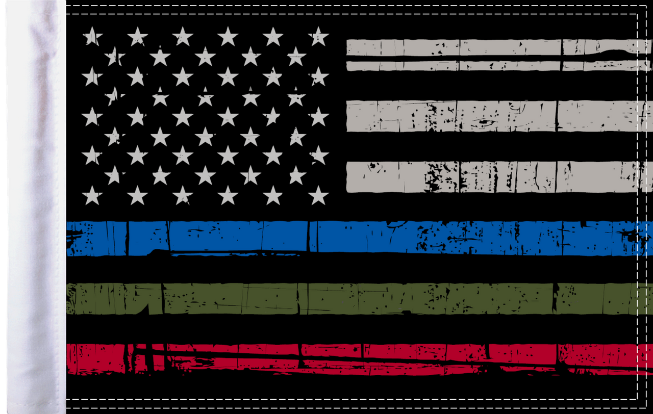 FLG-G3SERV15 Grunge USA Three Service (Police, Military, Firefighter) 10x15 Flag