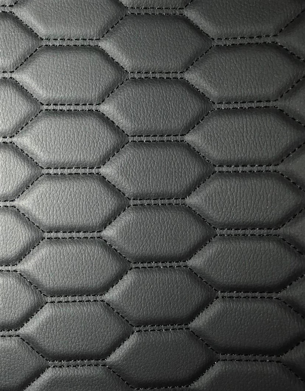 Quilted automotive grade black vinyl with black stitching