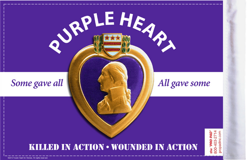 6"x9" Highway flag:  Purple Heart purple background (BACK)