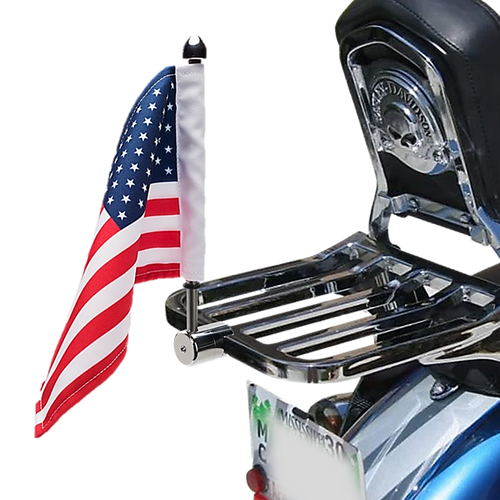 Square/Flat Rack Motorcycle Flag Mounts - Polished Stainless