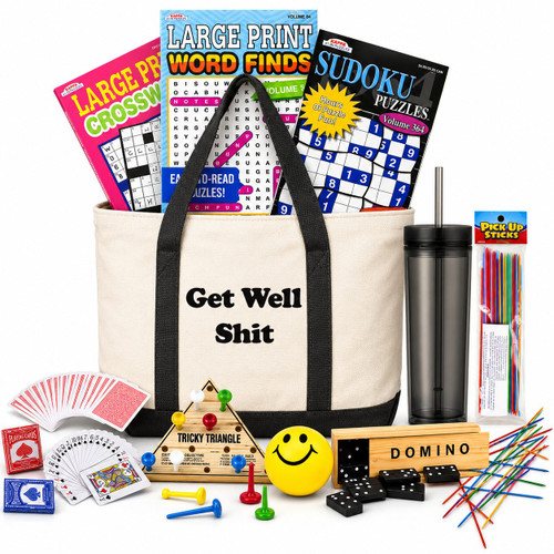 Funny Get Well Gift Basket with Games & Activities