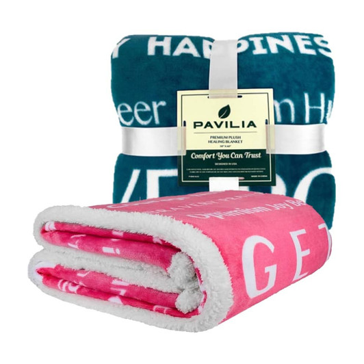 Healing Words Plush Sherpa Blanket