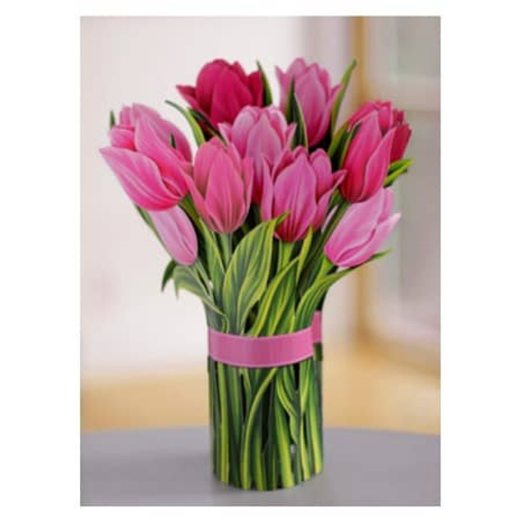 FreshCut Paper™ Pink Tulips 3D Pop-up Bouquet