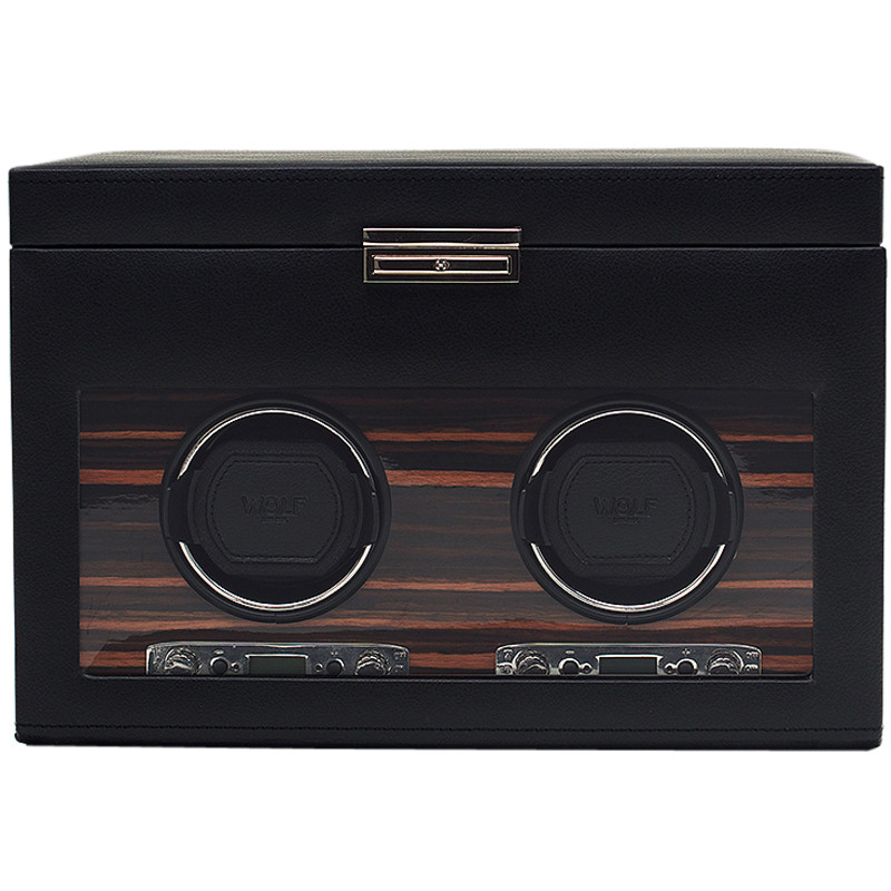 Wolf Roadster Black Double Watch Winder 