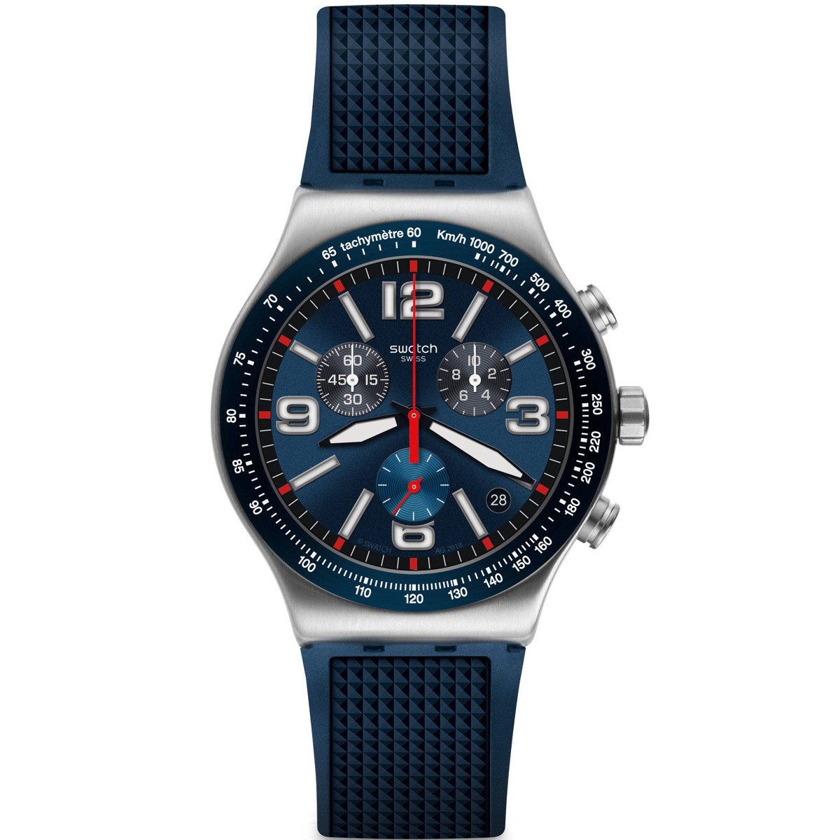 Swatch New Irony Chronograph Silicone Strap Watch YVS454