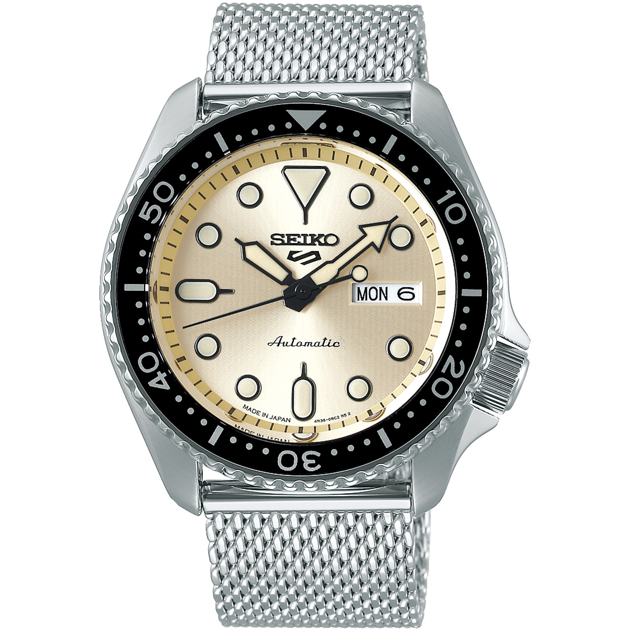 Seiko 5 Sports Automatic Cream Dial Bracelet Watch Srpe75k1