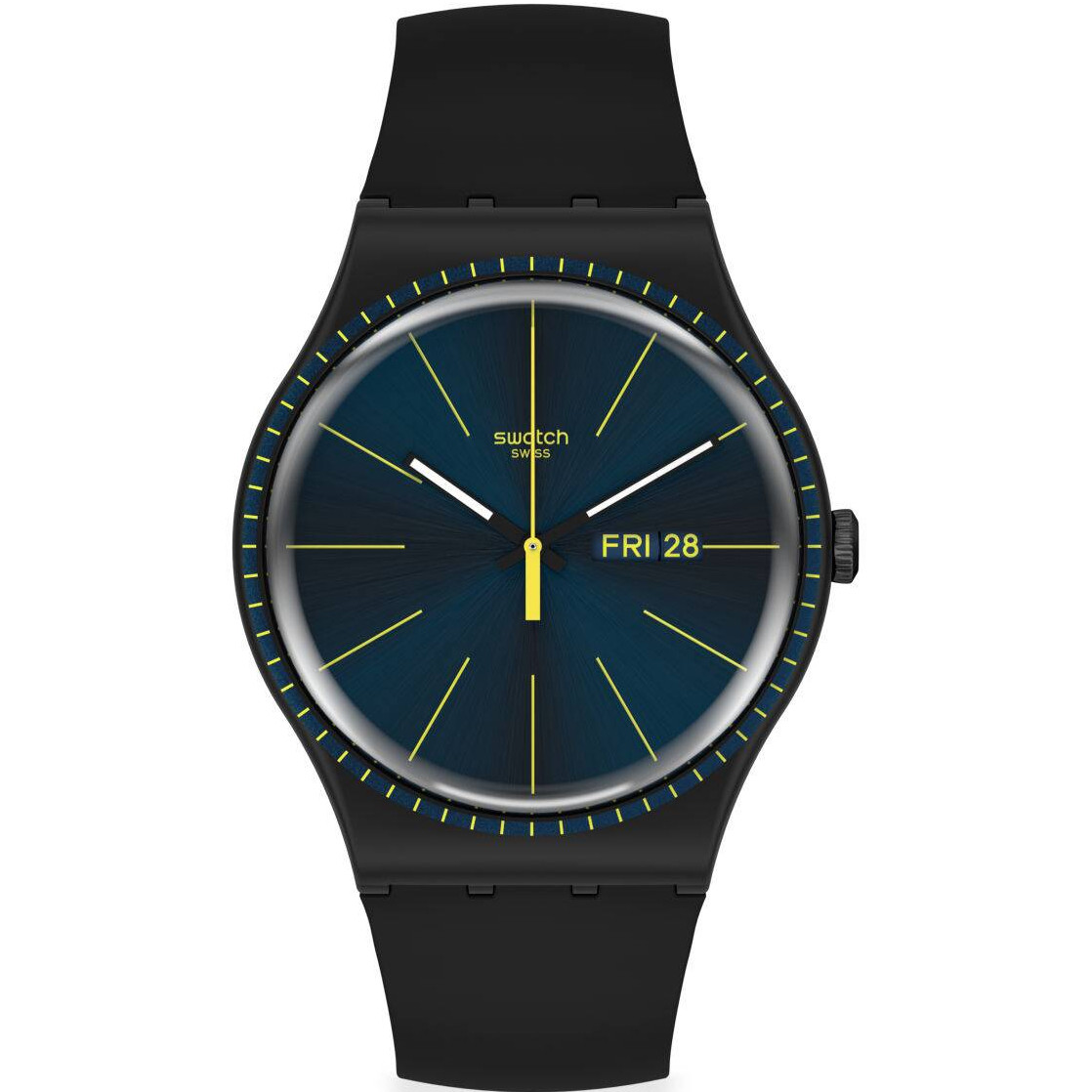 Swatch Black Rails New Gent Silicone Strap Watch SUOB731