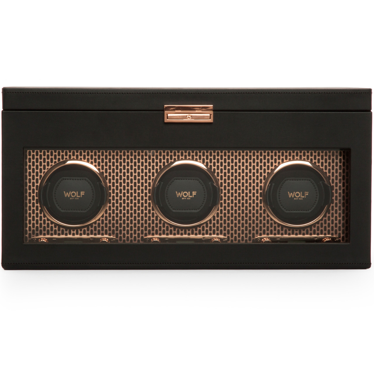 469416 WOLF Axis Copper Triple Watch Winder With Storage