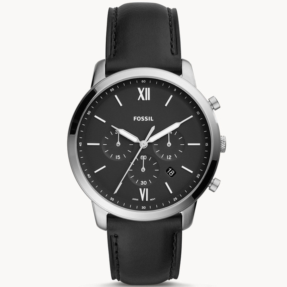 FS5452:Fossil Men Neutra Chrono Black Leather Strap Watch