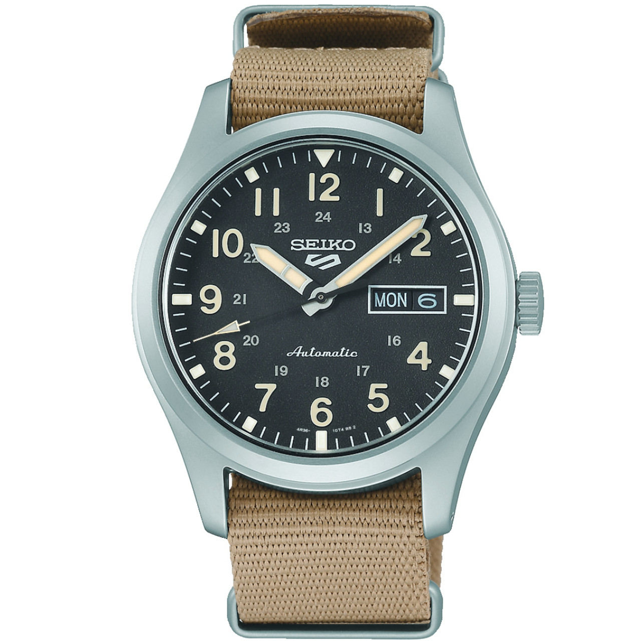 Seiko 5 Sports Field Collection Automatic Khaki Strap Day Date Watch  SRPG35K1