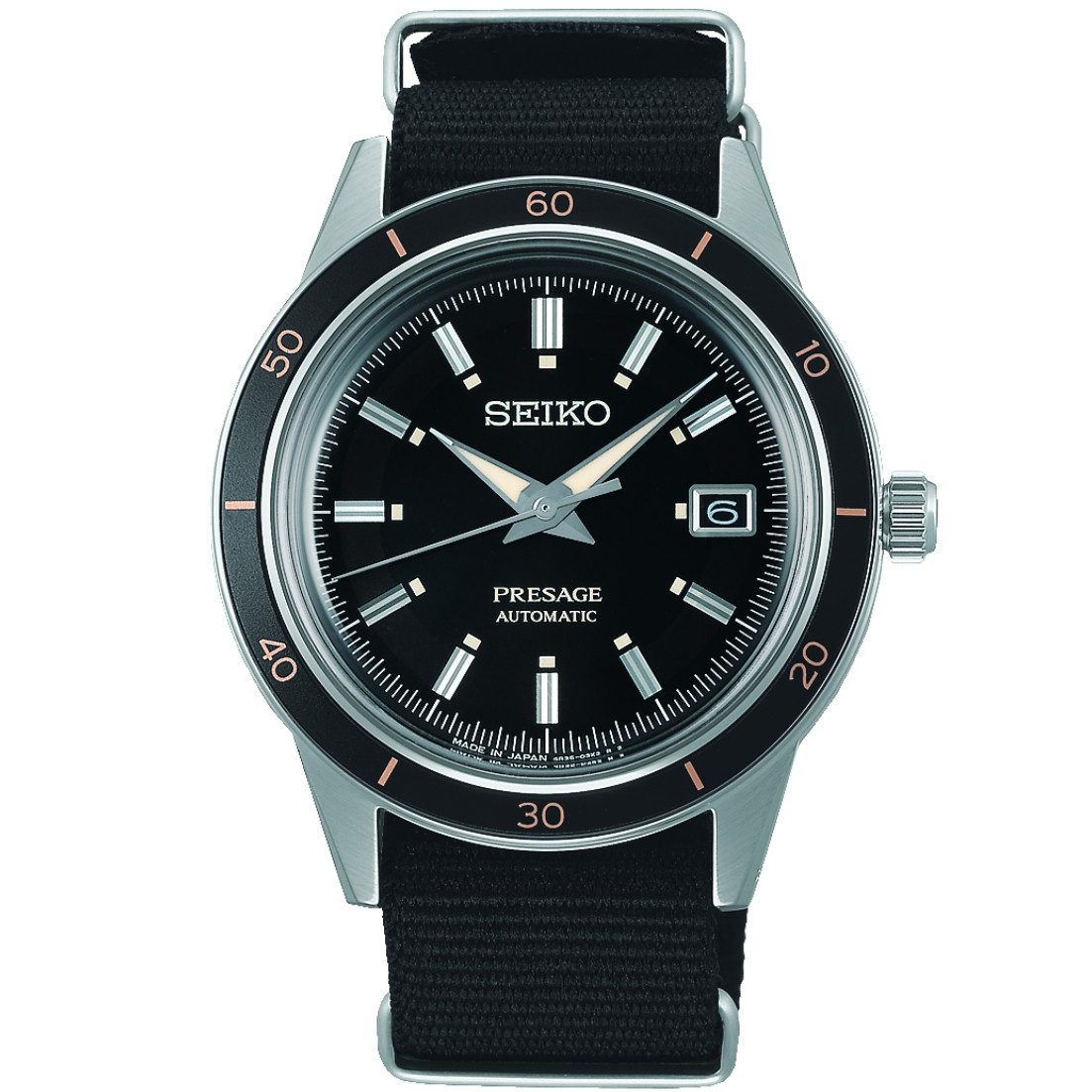 Seiko SRPG09J1 Presage 60s Style Vintage Black Watch