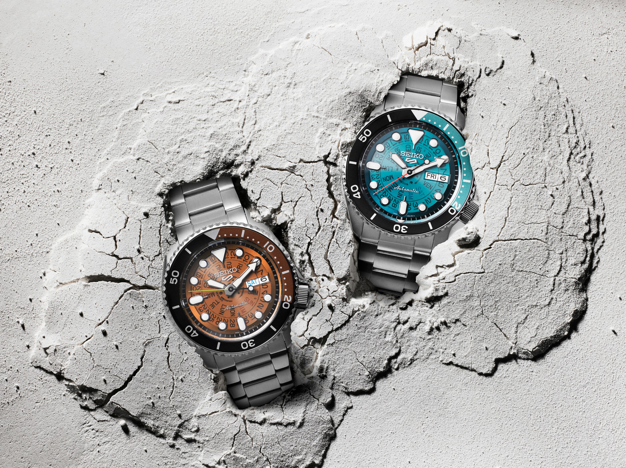 Seiko SRPJ47K1 Burnt Orange Sports SKX Skeleton Style Watch