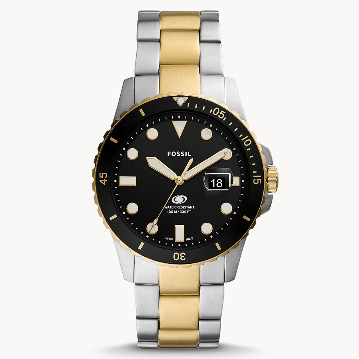 Fossil Blue Men's Black Dial Two Tone Bracelet Watch FS5951