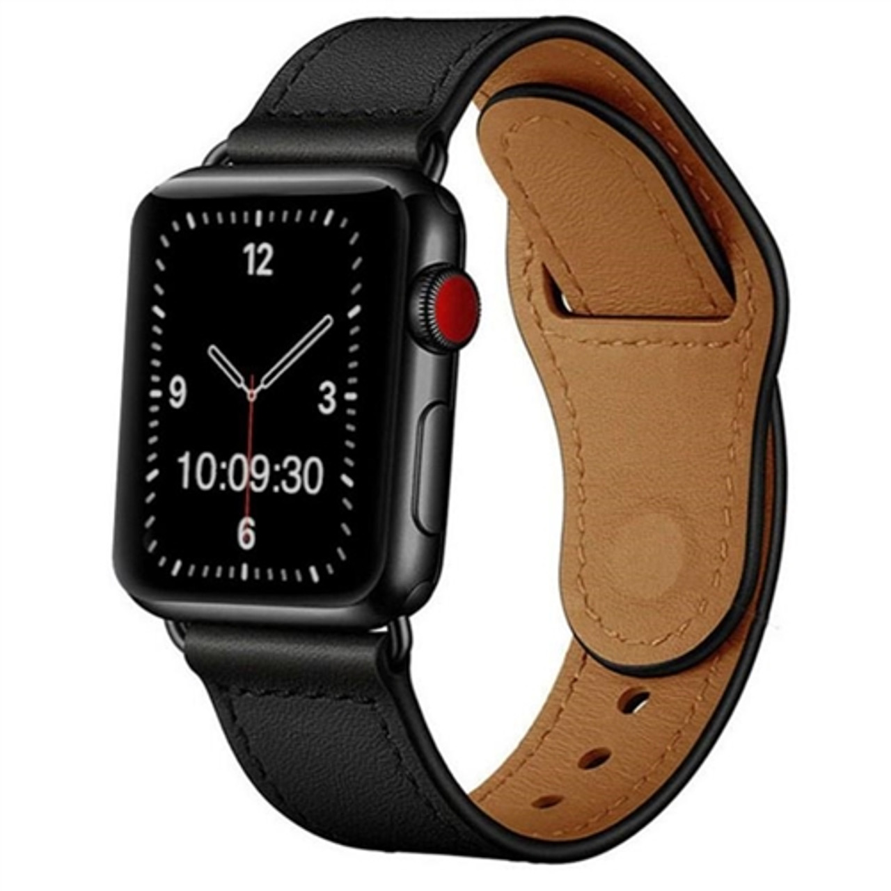 Apple Watch Classic Premium Leather Strap In Black