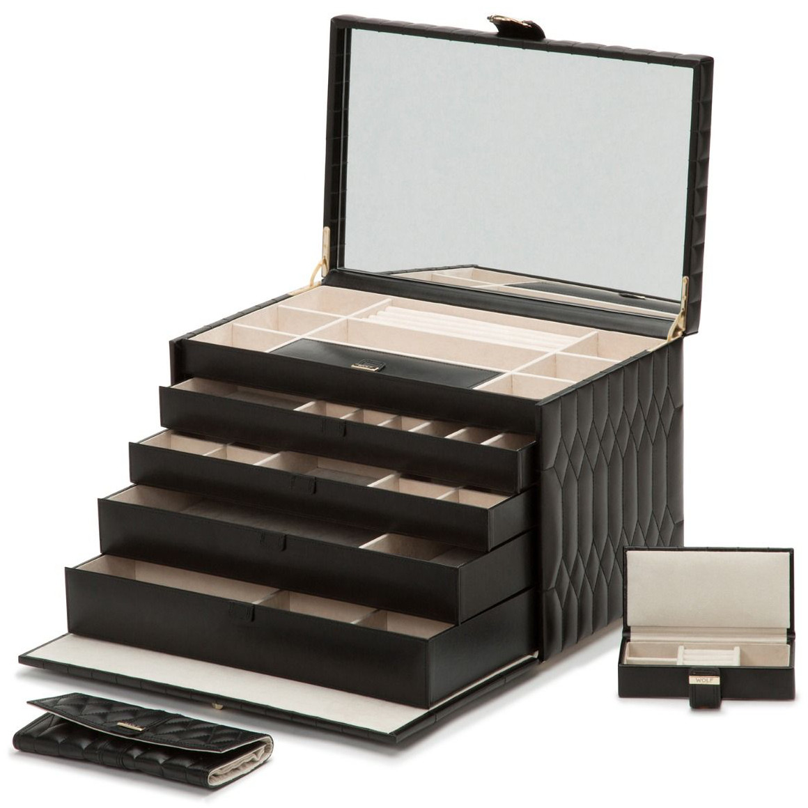 Box Displays Large Black Jewelry Display Case With Snap Lid – Choice Of Black Insert