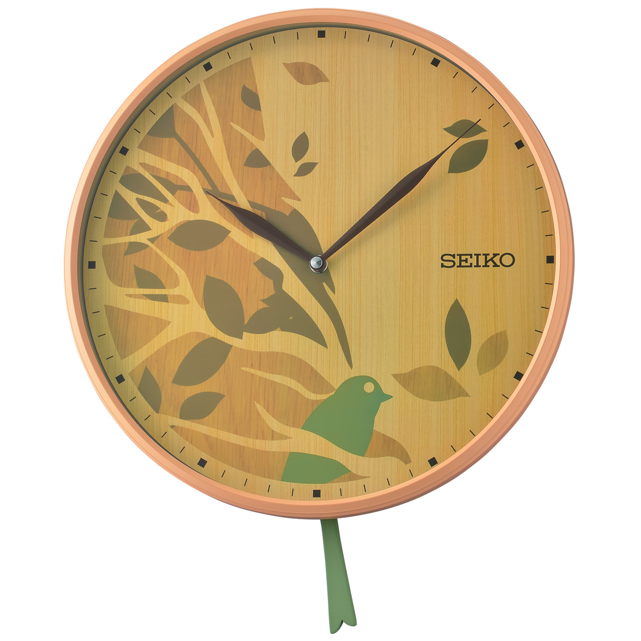 Seiko Swinging Bird Tail Pendulum Wall Clock QXC243Z