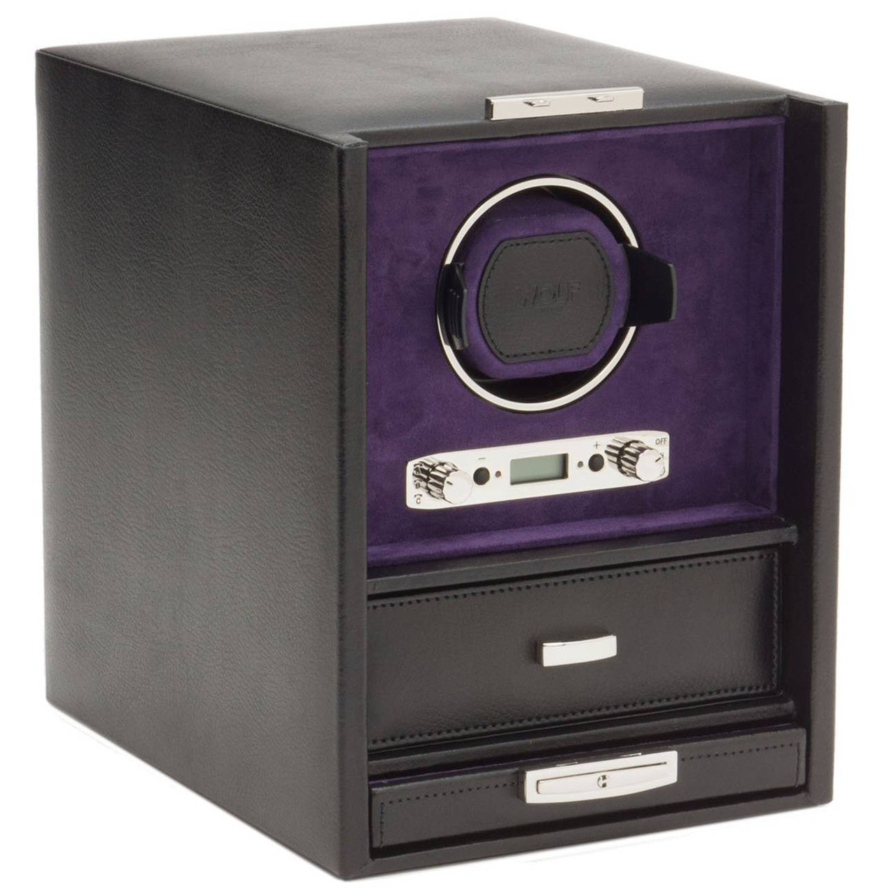 Wolf Blake Black and Purple Single Watch Winder with Storage 460628