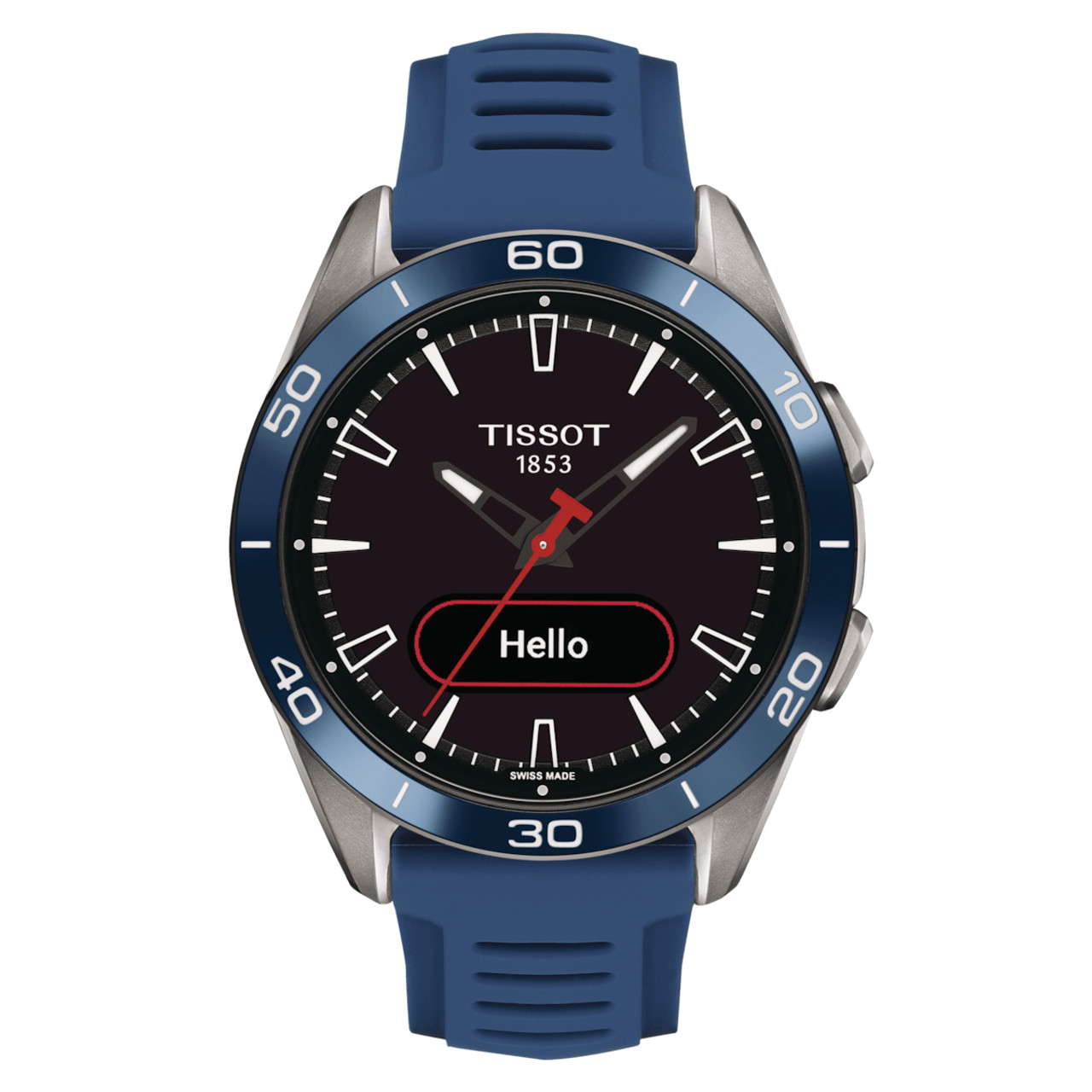 Tissot T-Touch Connect Sport Watch | Solar | 44mm | Titanium | Black | Blue  Silicone Band