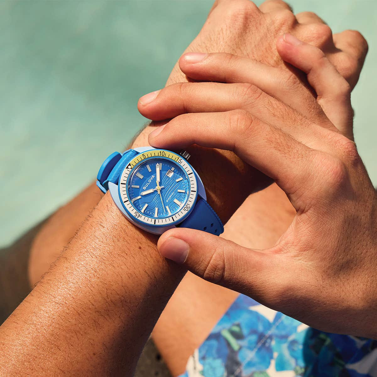 Bulova Snorkel Blue Tang Fish Hybrid Ceramic Watch 98B445
