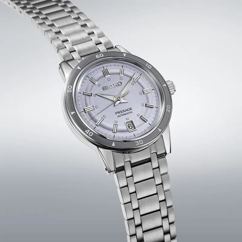 Seiko Presage Style 60s 39.5mm Automatic Silvery Violet Watch