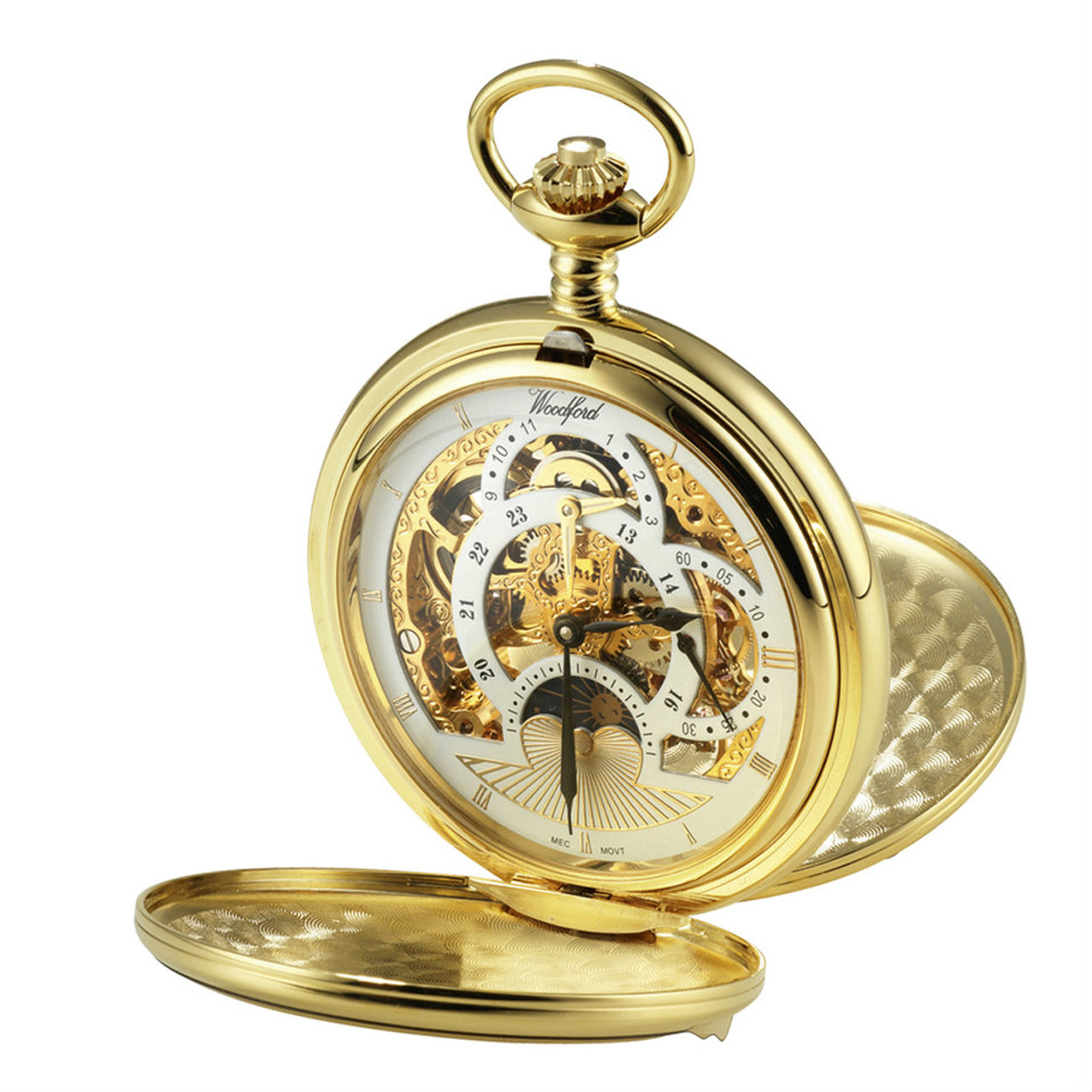 Gold skeleton store pocket watch