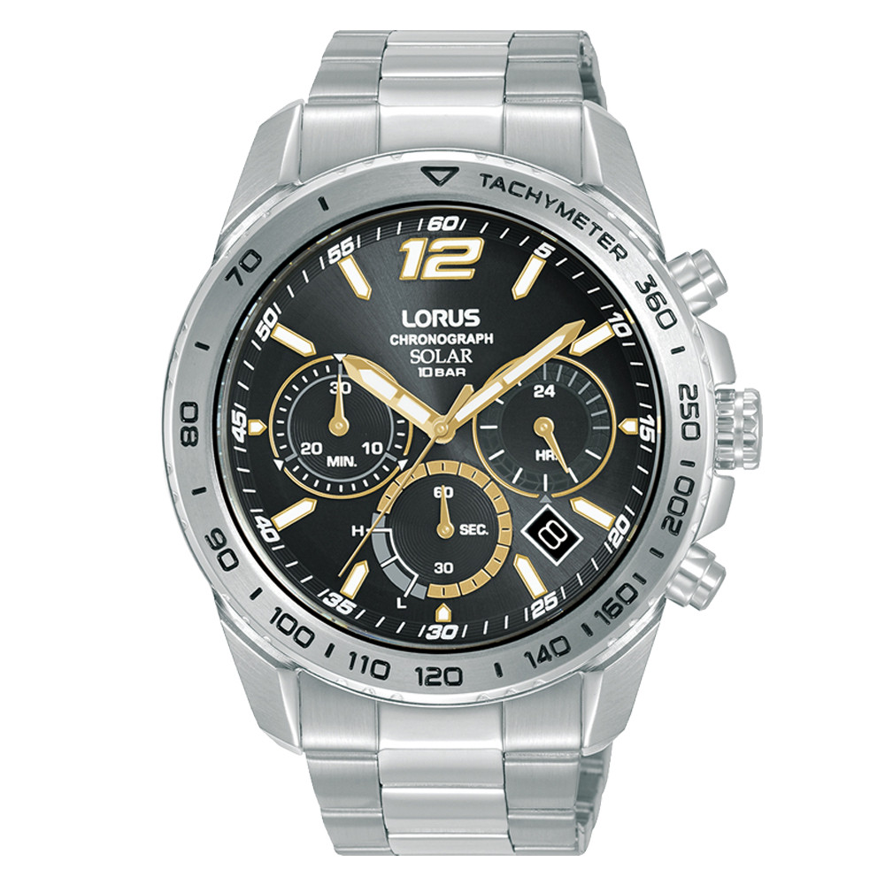 Lorus Chronograph Tachymeter Solar Black Watch RZ509AX9