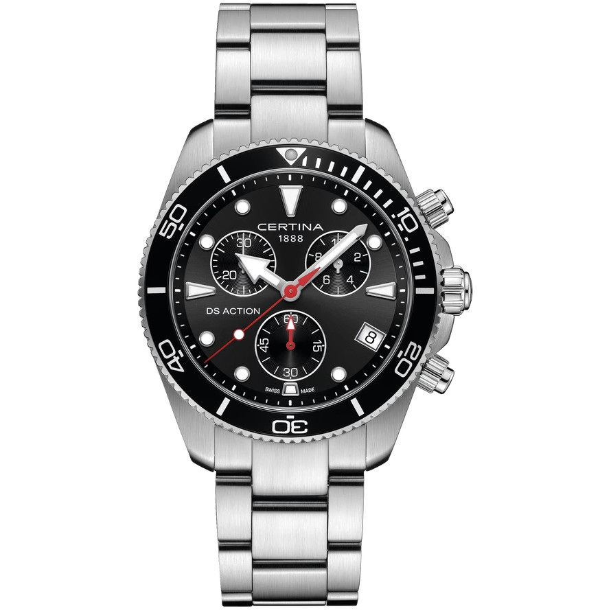 CERTINA クロノグラフ クォーツ腕時計 シルバー/ブラック Certina DS Action Chronograph Black Watch C0484171105100